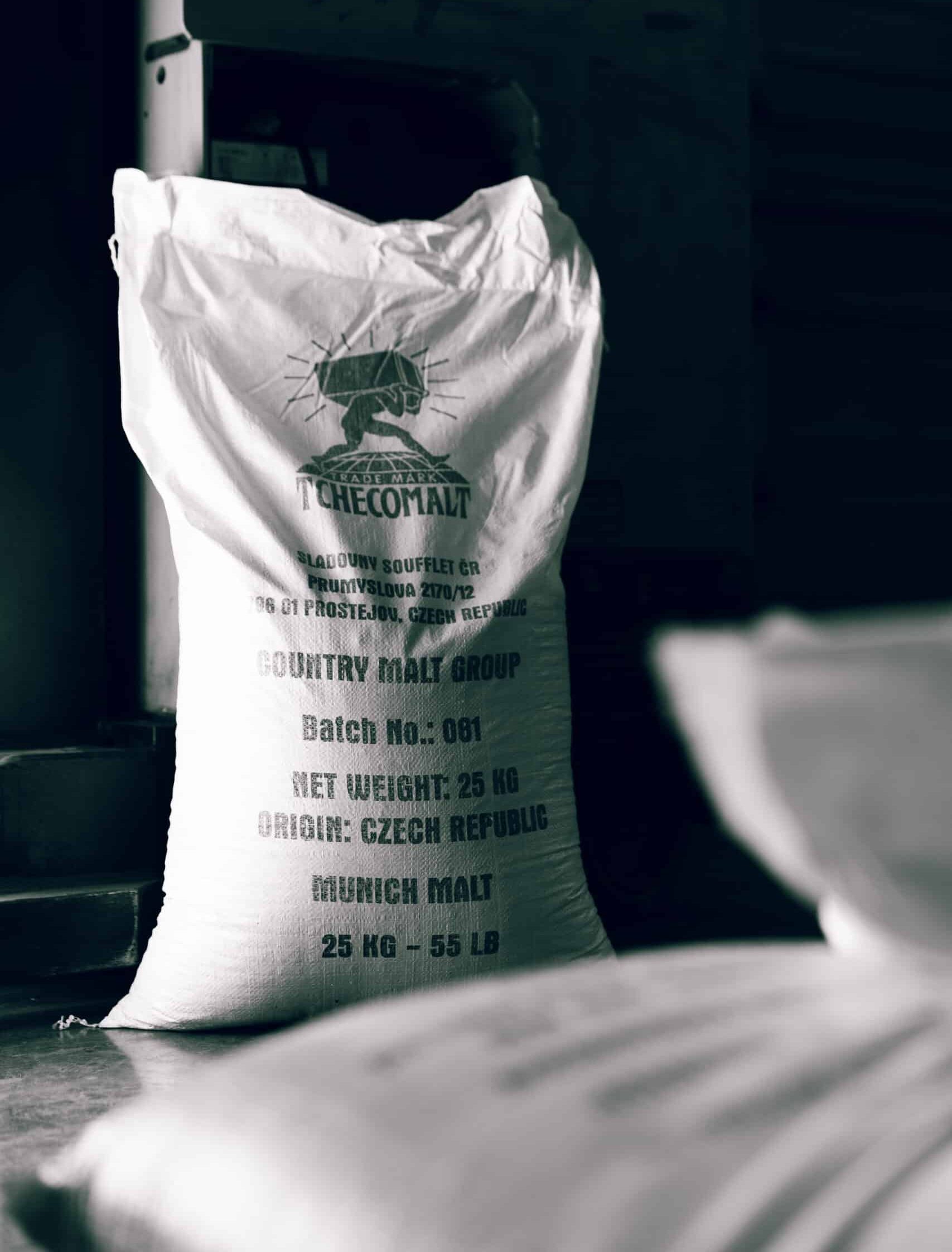 A bag of premium malt from Tchecomalt, a Soufflet Malt heritage brand.